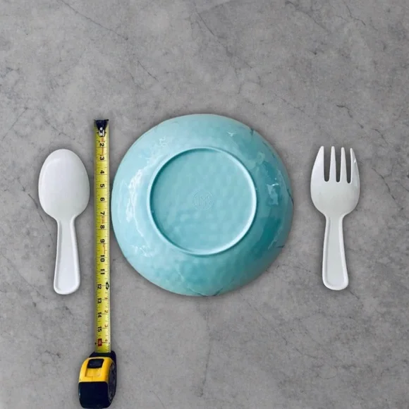 Blue & Green Sea Turtle Melamine serving bowl with Spoon and Fork New - Picture 3 of 4